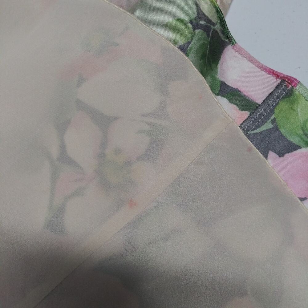 Blumarine Silk Floral Dress with Sheer Black Sleeves Luxury Feminine Size Small - Picture 11 of 11